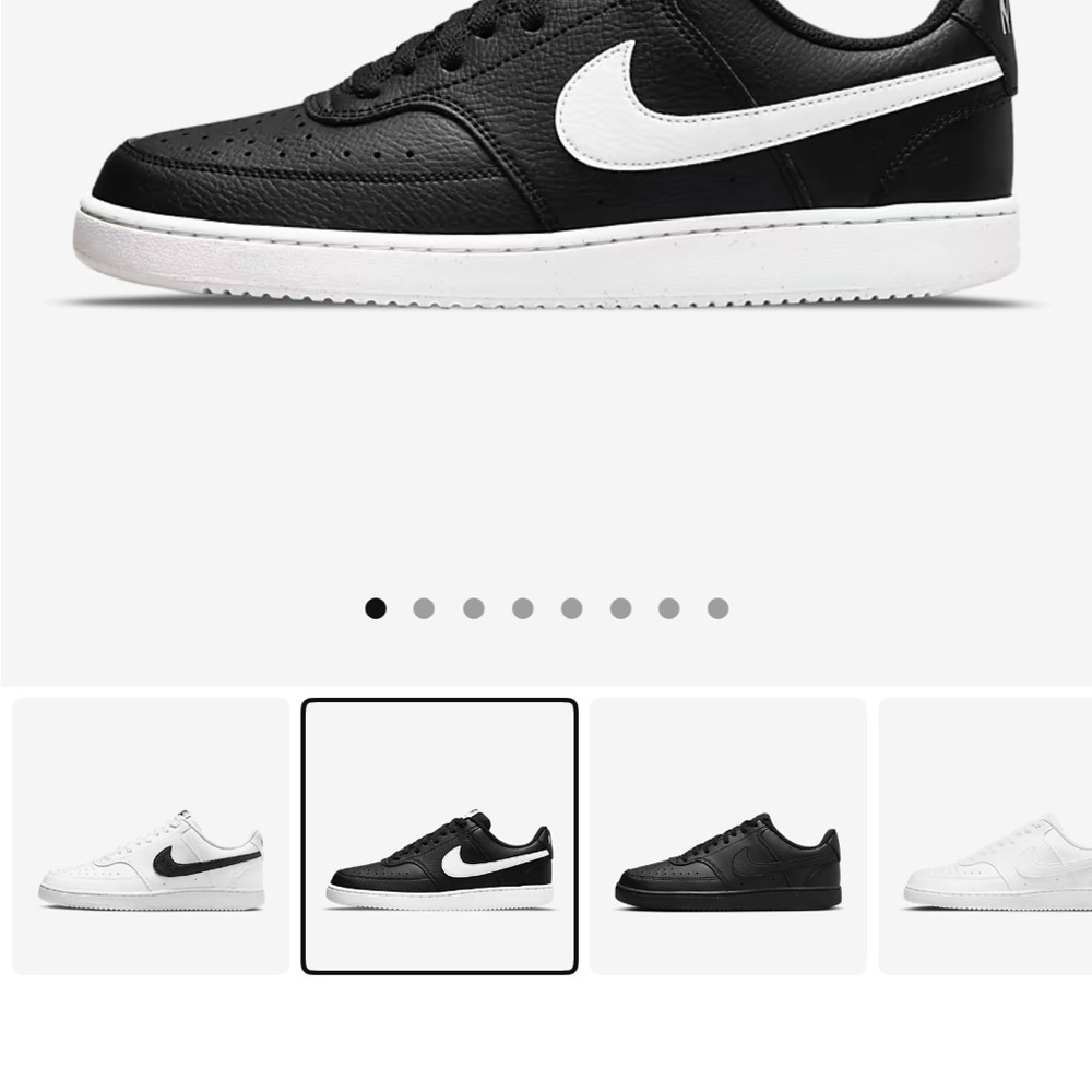 Nike Court Vision Men's Black and White Leather Sneakers BRAND NEW 7.5